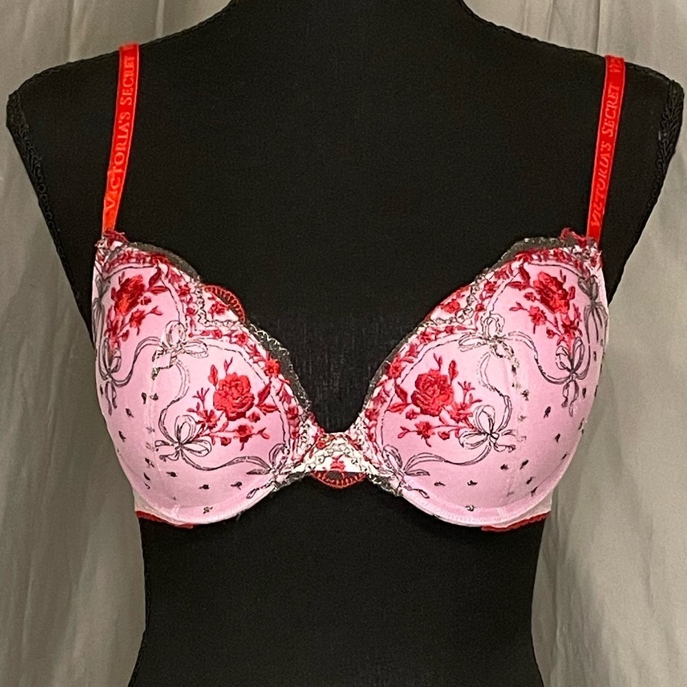 NWT Victoria's Secret Pink and Red Floral Bra
